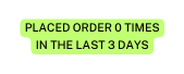 Placed order 0 times in the last 3 days